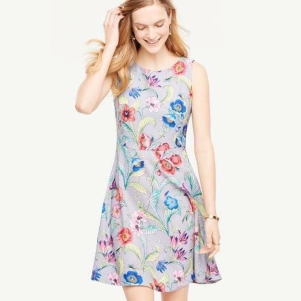 Ann Taylor Jungle Floral Flare Dress